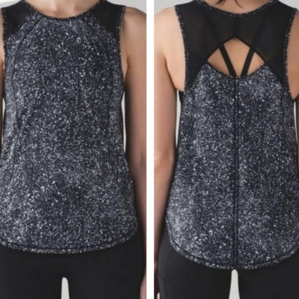 Lululemon Sculpt Tank in Black and White Paint Splatter